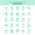 25 Green Christmas Icon set Royalty Free Stock Photo