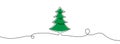 Green christmas pine fir tree. Continuous one line drawing. Vector illustration minimalistic design Royalty Free Stock Photo