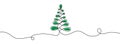 Green christmas pine fir tree. Continuous one line drawing. Vector illustration minimalistic design Royalty Free Stock Photo