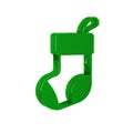 Green Christmas stocking icon isolated on transparent background. Merry Christmas and Happy New Year. Royalty Free Stock Photo