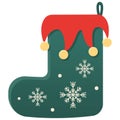 green christmas stocking sock with snowflakes Royalty Free Stock Photo