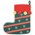 green christmas stocking sock with snowflakes Royalty Free Stock Photo