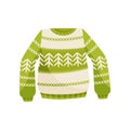 Green Christmas sweater with norwegian ornament, knitted warm jumper vector Illustration on a white background