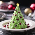 Green Christmas Tree Cake With Cranberry Sauce Frosting