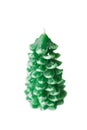 Green Christmas tree candle isolated on white background Royalty Free Stock Photo