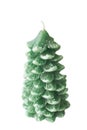 Green Christmas tree candle isolated on white background Royalty Free Stock Photo