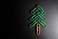 Green Christmas Tree Color Paperclip Black Background Shadow
