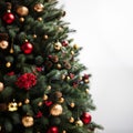 Green Christmas tree decorations close-up white background Royalty Free Stock Photo