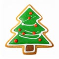 Green Christmas Tree Gingerbread Cookie with Red Sprinkles Royalty Free Stock Photo