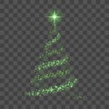 Green Christmas tree on transparent background Happy New Year Vector illustration Royalty Free Stock Photo