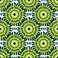 Green chrysanthemum seamless vector pattern.