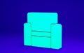 Green Cinema chair icon isolated on blue background. Minimalism concept. 3d illustration 3D render Royalty Free Stock Photo