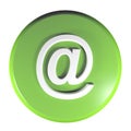 Green circle At - Email push button - 3D rendering illustration Royalty Free Stock Photo