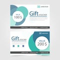 Green Circle Gift voucher template with colorful pattern,cute gift voucher certificate coupon Royalty Free Stock Photo