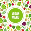 Green circle with the inscription Vegan menu. Vector illustration. Royalty Free Stock Photo