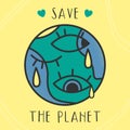 green circle isolated. Saving planet concept emblem. love ecology earth planet world map.logotype, label print.Vector