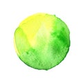 Green circle painted with watercolors isolated on a white background. Watercolor. Sample trendy colors 2017.