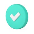 Green circled check mark isometric button success option realistic 3d icon vector illustration