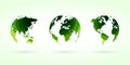 Green circles globes vector set world planet earth Royalty Free Stock Photo