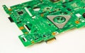 A green circuit board, solderings and paths Royalty Free Stock Photo