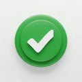 Green circular button with a white checkmark symbol indicating approval or confirmation Royalty Free Stock Photo