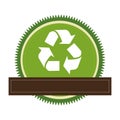 Green circular frame with recycling symbol and banner Royalty Free Stock Photo
