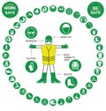 Green circular Health and Safety Icon collection Royalty Free Stock Photo