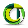 Green Circular Letter C: Geometric Constructivism Clipart