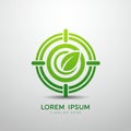 Green circular logo featuring a stylized leaf within concentric circles, suggesting eco- Royalty Free Stock Photo