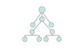 Green circular nodes connected in a hierarchical tree structure diagram hierarchical diagram Royalty Free Stock Photo