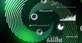 Green circular patterns and data charts, futuristic image of data processing Royalty Free Stock Photo
