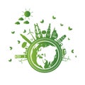 Green cities help the world with cloud with eco-friendly concept ideas.vector illustration