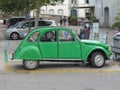 Green Citroen 2cv car in Carcassonne