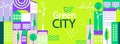 Green city banner in simple geometric flat style. Royalty Free Stock Photo