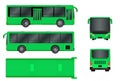 Green City bus template. Passenger transport all sides view from top, side, back and front. Vector illustration eps 10 isolated on Royalty Free Stock Photo