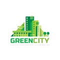 Green city - concept logo template vector illustration. Abstract building creative sign. Eco house symbol. Real estate. Royalty Free Stock Photo