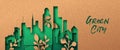 Green city 3d papercut banner concept Royalty Free Stock Photo