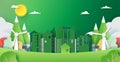 Green city and environment concept paper art style Royalty Free Stock Photo