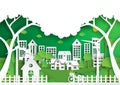 Green city of environment concept paper art style Royalty Free Stock Photo