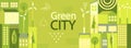 Green city horizontal banner. Royalty Free Stock Photo