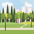 Green city summer cartoon background