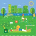 Green city summer illustrations Royalty Free Stock Photo