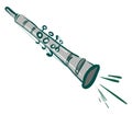 A green clarinet, vector or color illustration