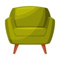 Green Classic Armchair, Cozy Room Interior Design Vector Illustration on White Background Royalty Free Stock Photo