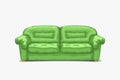 green classic couch front view on white