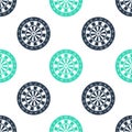 Green Classic darts board with twenty black and white sectors icon isolated seamless pattern on white background. Dart Royalty Free Stock Photo