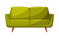 Green Classic Sofa for Cozy Room Interior Design Vector Illustration on White Background Royalty Free Stock Photo