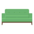 Green classic sofa icon cartoon vector. Shop room interior