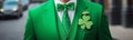Green classic suit with shamrock