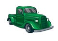 Green classic truck car vector illustration